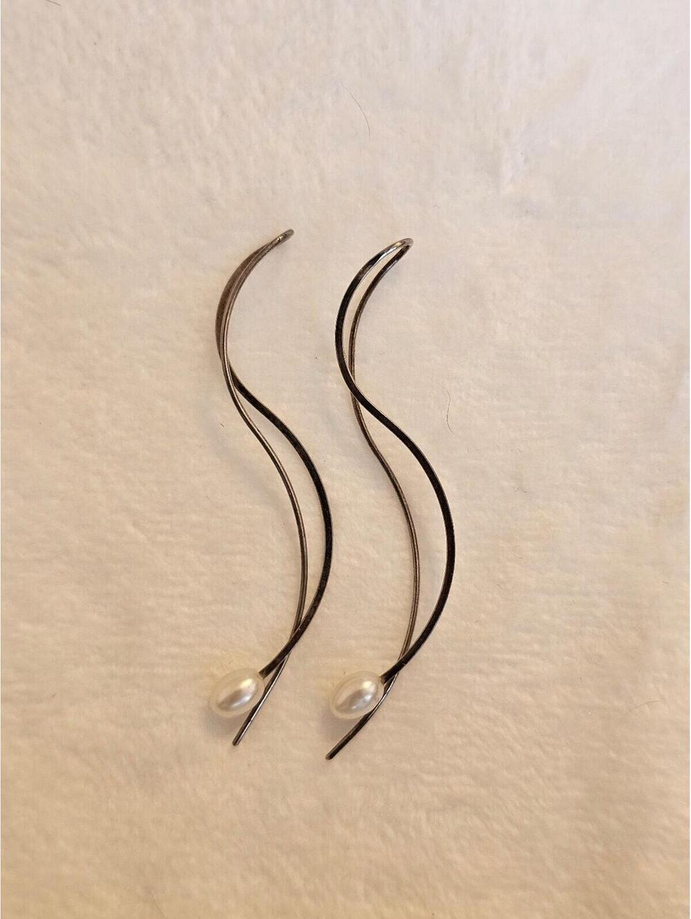 Unique Silver Earrings With Pearls